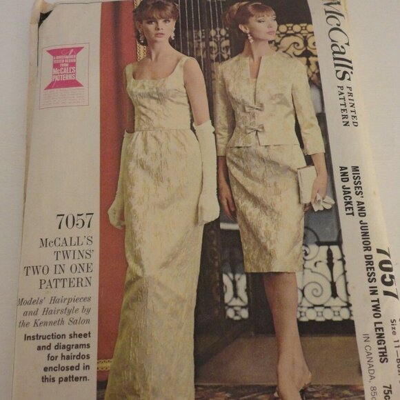 Vintage McCall's 7057 Formal Dress Pattern 1960s - Picture 1 of 3